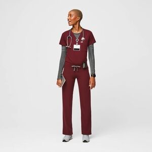 Figs Women’s Scrubs- SET (Top- XXS, Pants- XS) Color- Burgundy